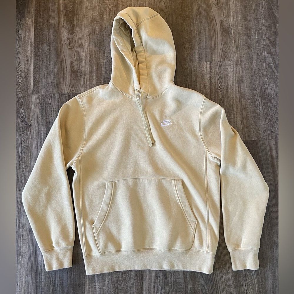 Nike Men's Cream Hoodie Size Medium